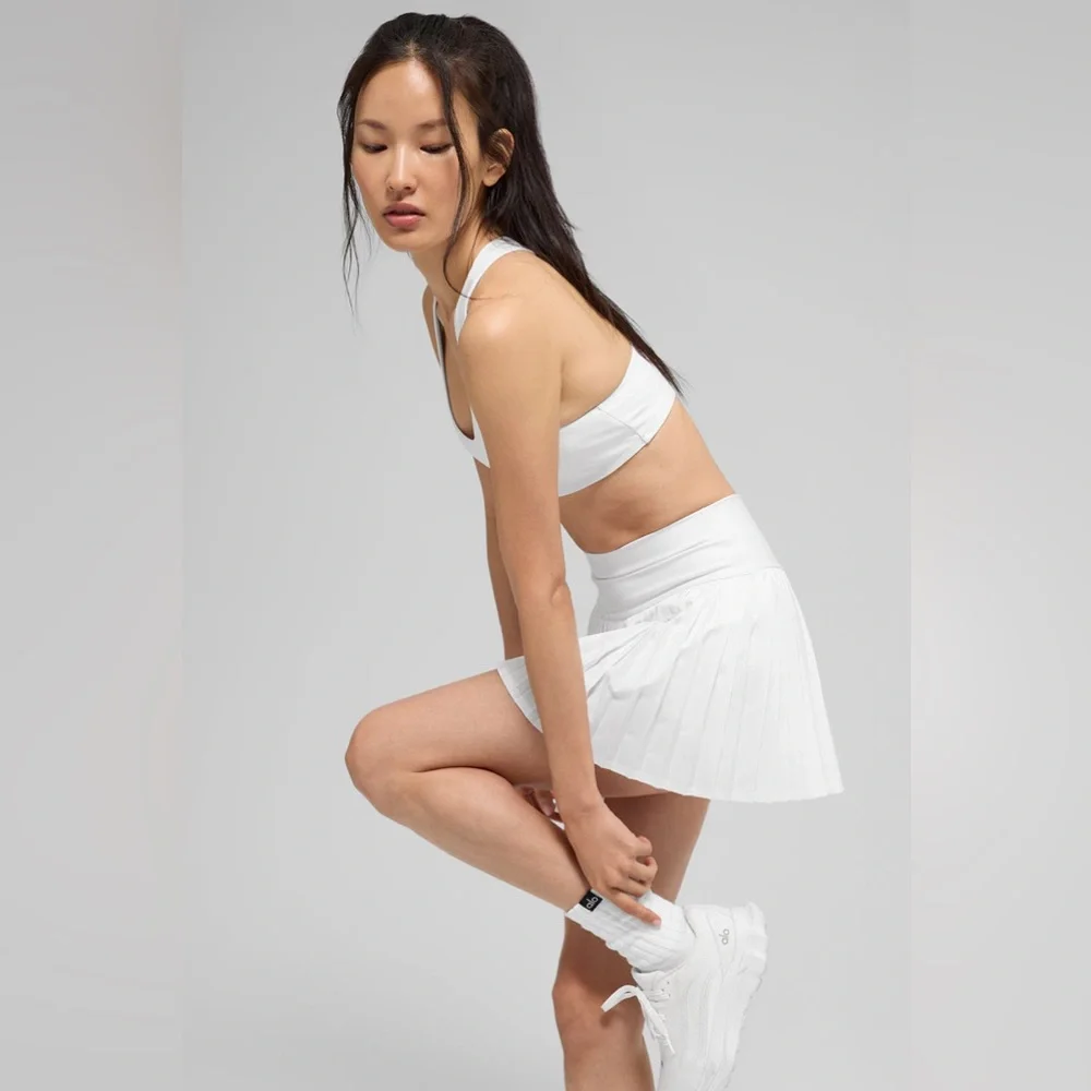ALO Yoga White Pleated Tennis Skirt